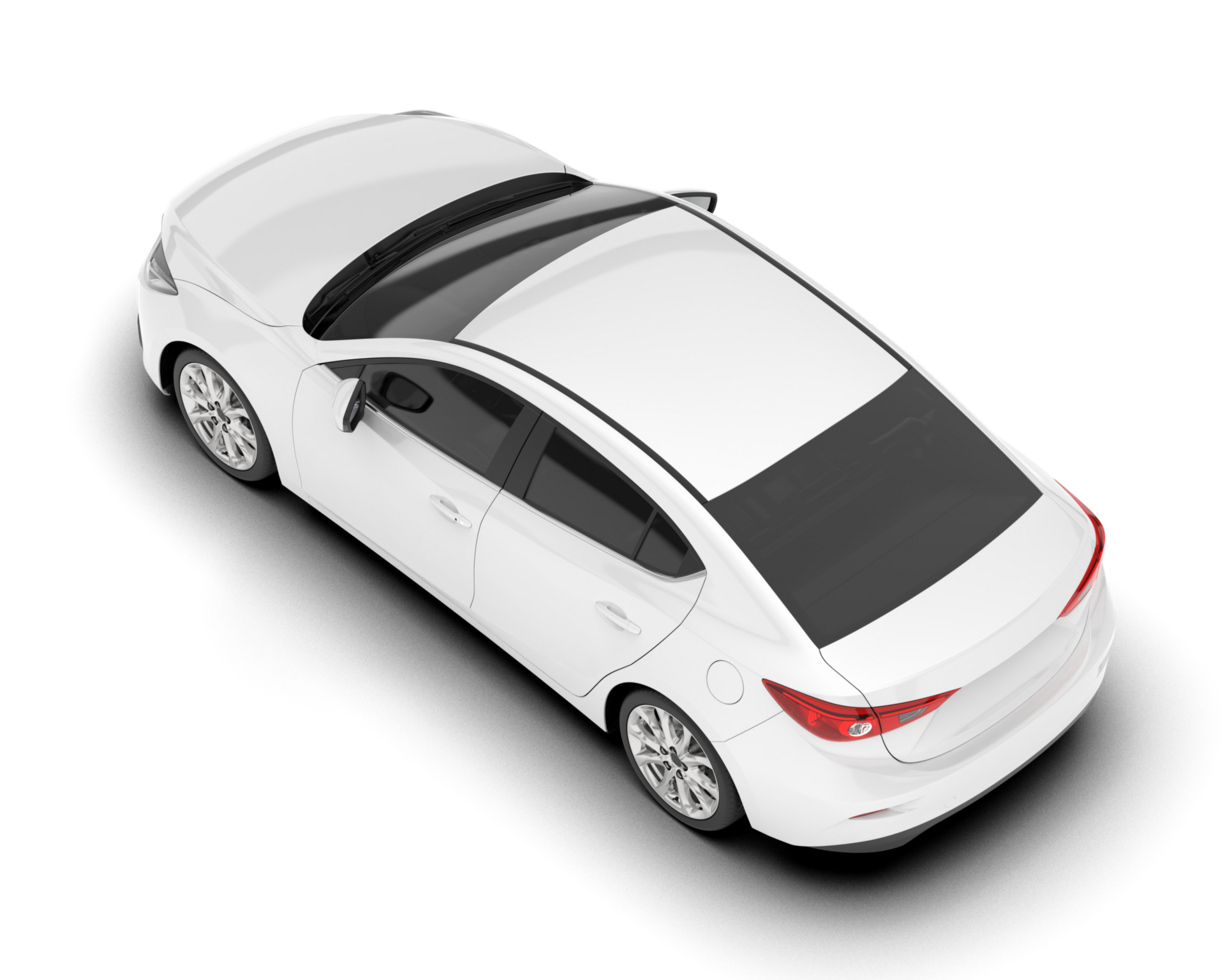 White modern car isolated on transparent background. 3d rendering - illustration png