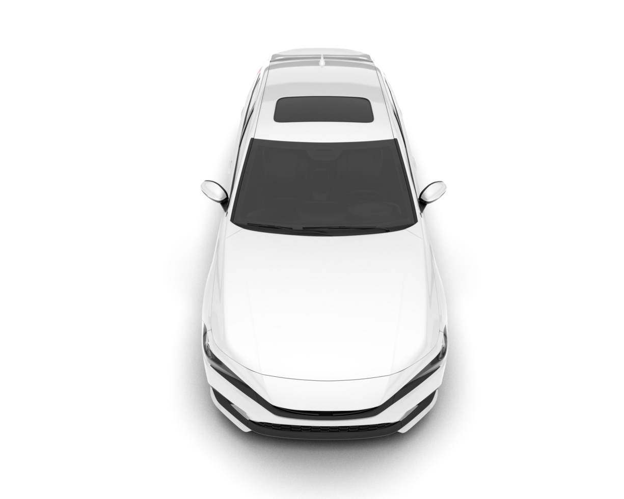 White city car isolated on transparent background. 3d rendering - illustration png