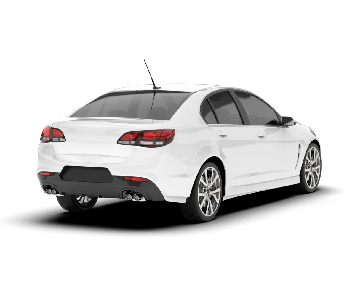 White modern car isolated on transparent background. 3d rendering - illustration png