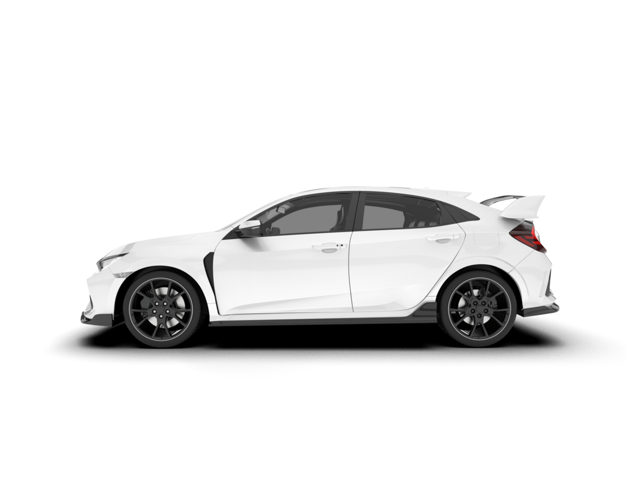 White city car isolated on transparent background. 3d rendering - illustration png