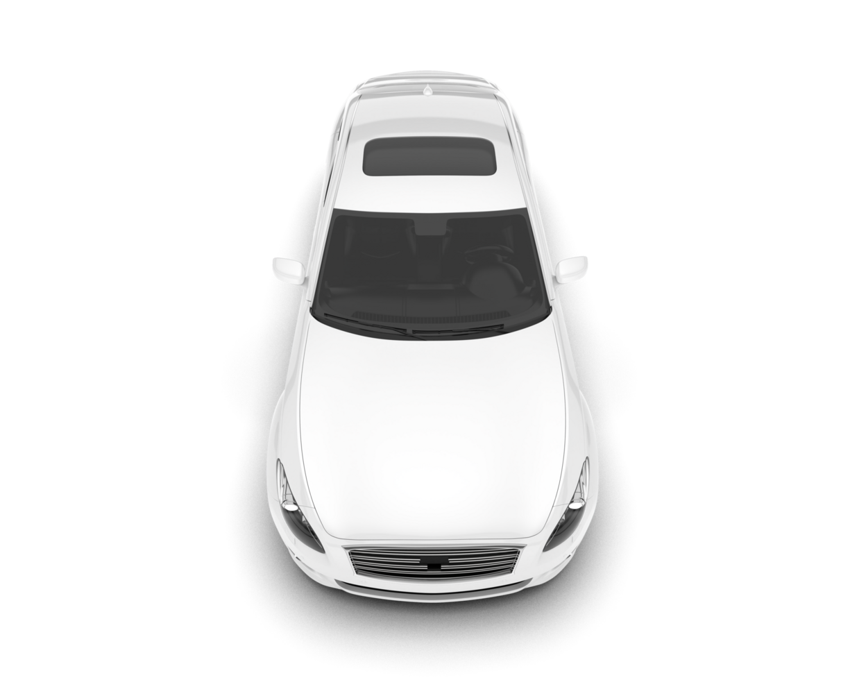 White city car isolated on transparent background. 3d rendering - illustration png