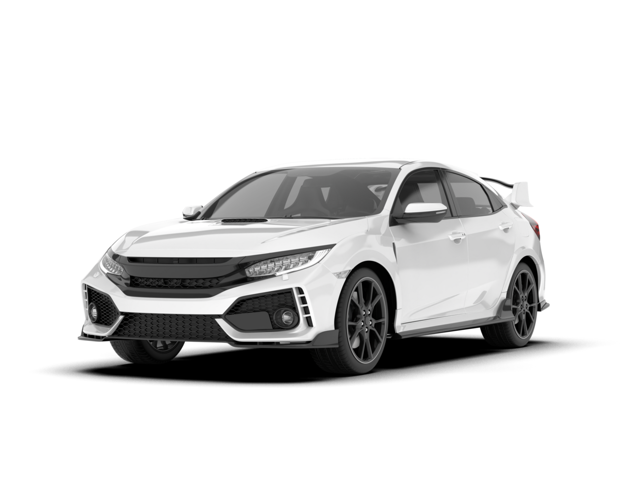 White city car isolated on transparent background. 3d rendering - illustration png