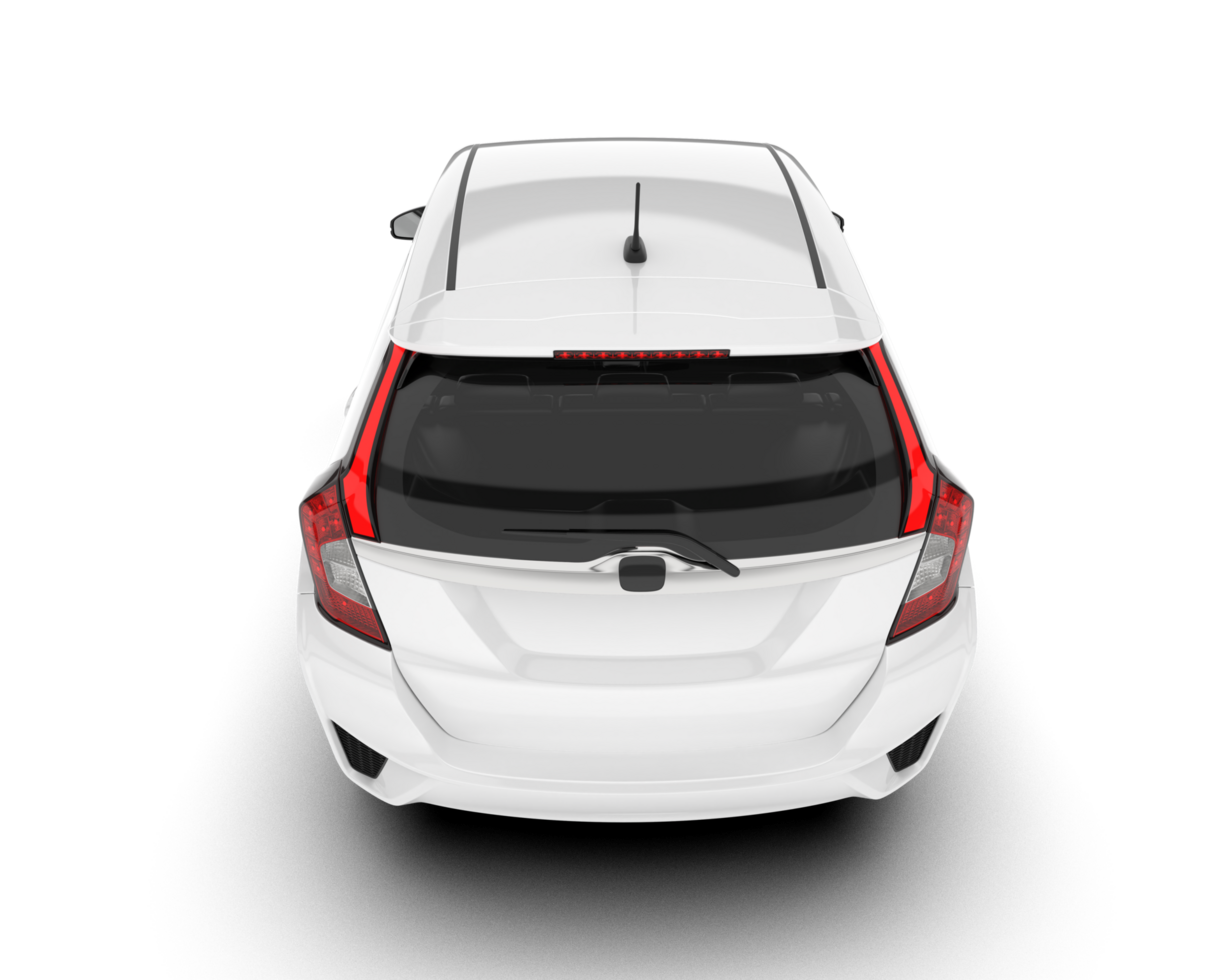 White city car isolated on transparent background. 3d rendering - illustration png