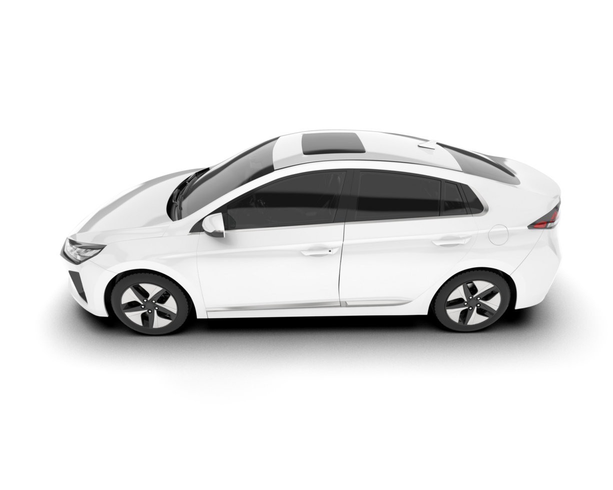 White city car isolated on transparent background. 3d rendering - illustration png