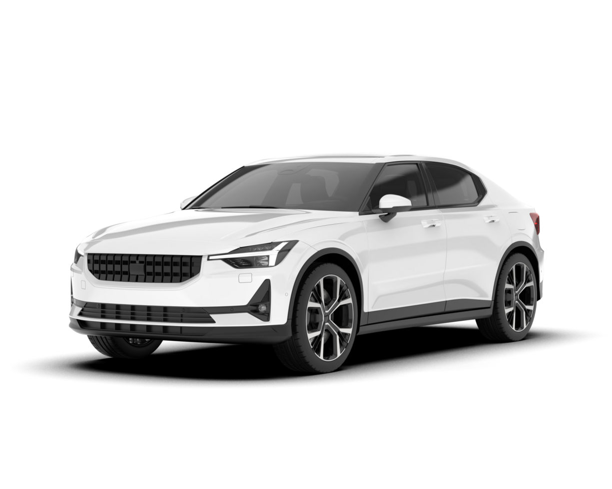White modern car isolated on transparent background. 3d rendering - illustration png