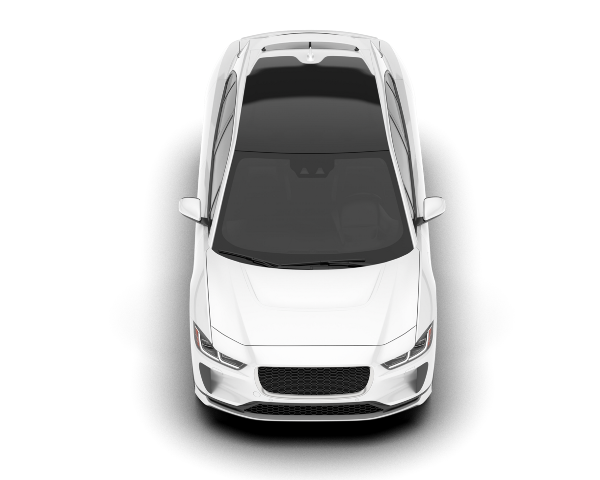 White city car isolated on transparent background. 3d rendering - illustration png