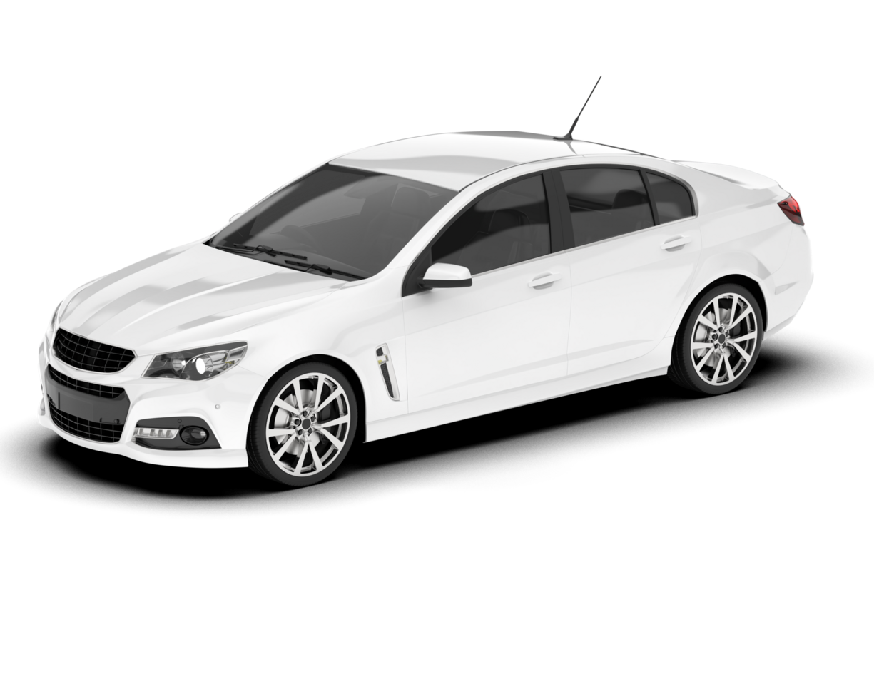 White modern car isolated on transparent background. 3d rendering - illustration png
