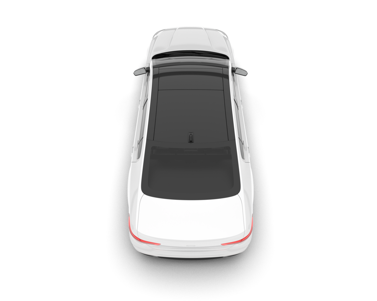 White city car isolated on transparent background. 3d rendering - illustration png