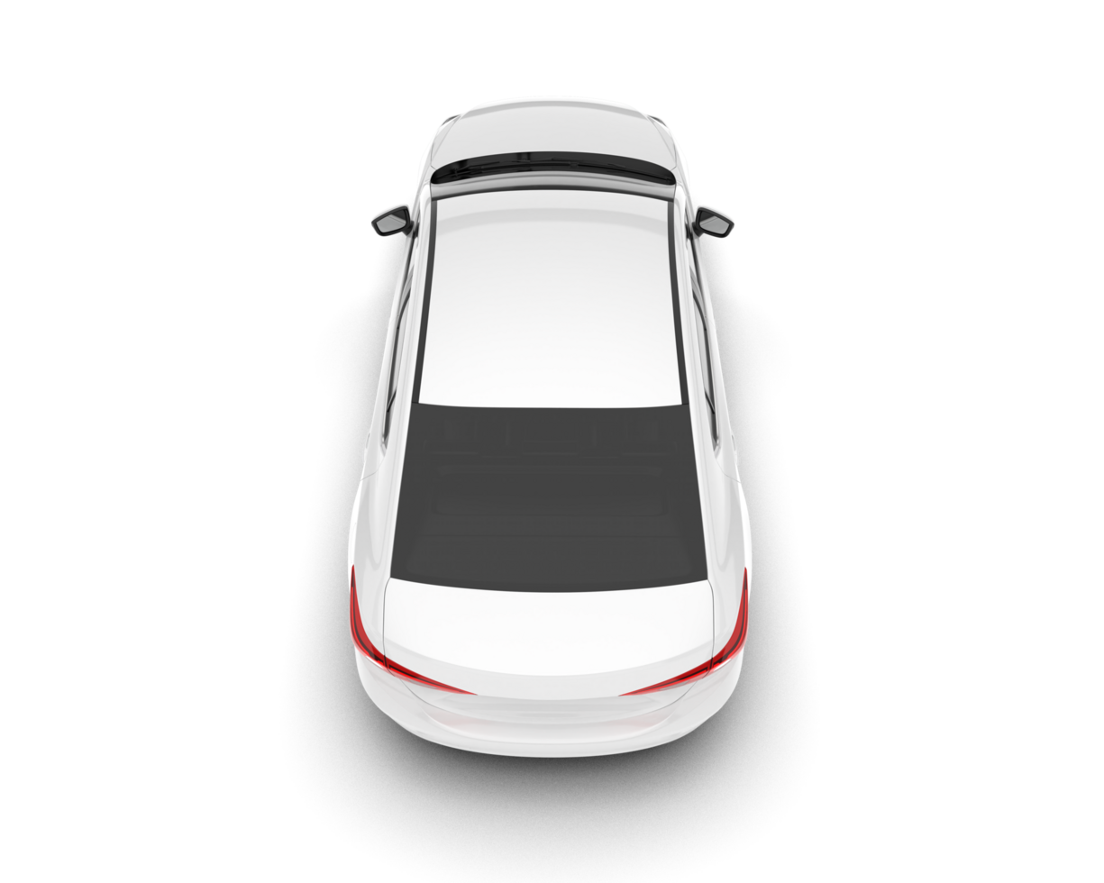 White modern car isolated on transparent background. 3d rendering - illustration png