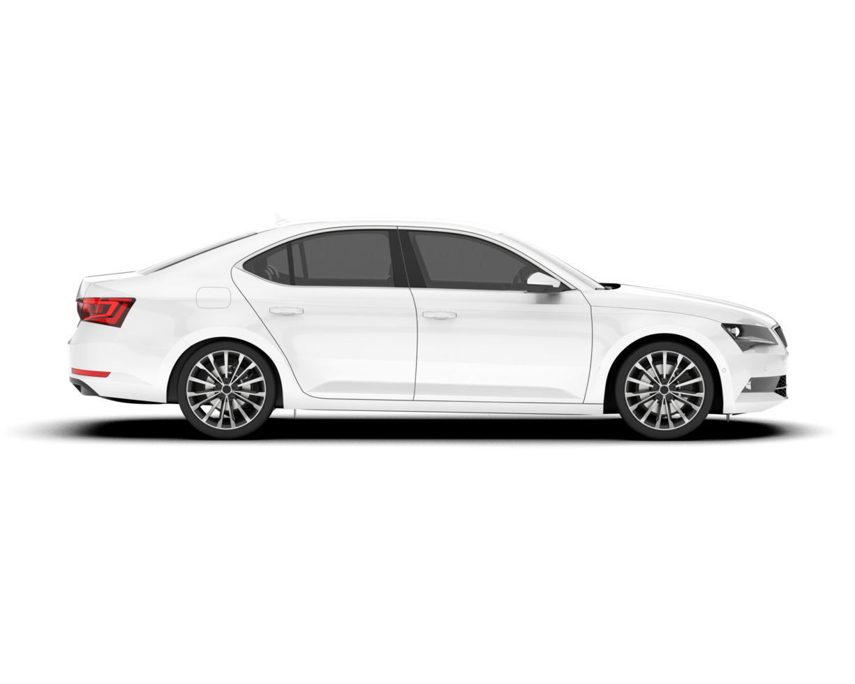 White modern car isolated on transparent background. 3d rendering - illustration png