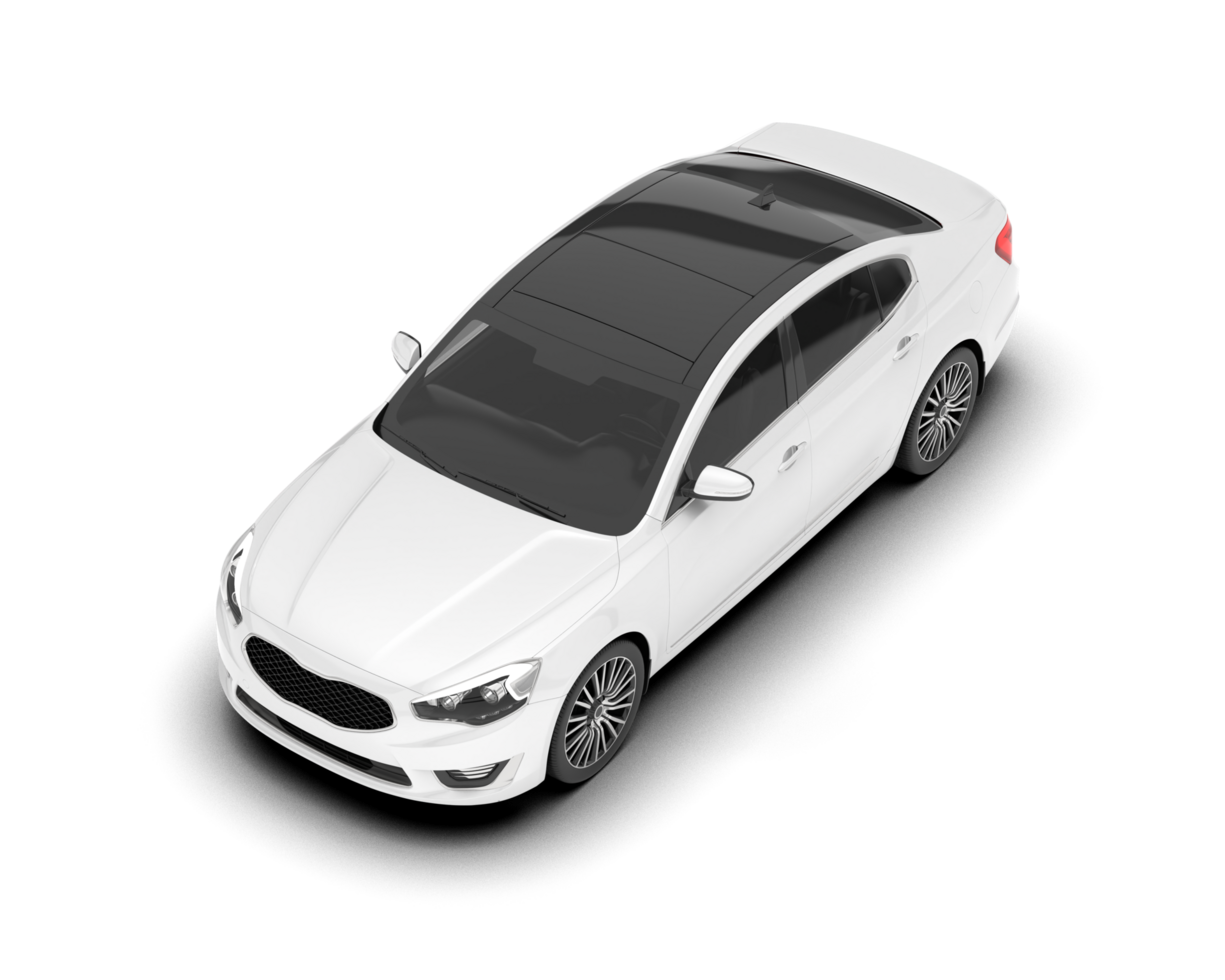 White city car isolated on transparent background. 3d rendering - illustration png