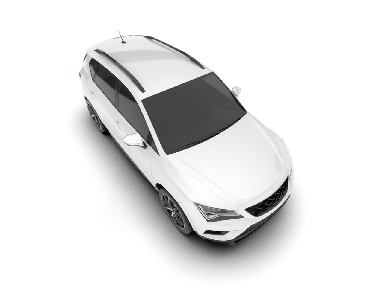 White modern car isolated on transparent background. 3d rendering - illustration png