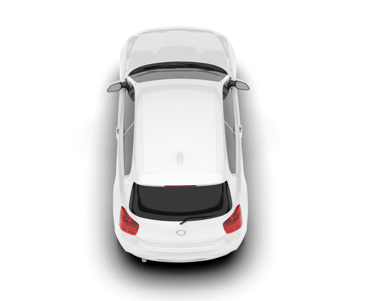 White city car isolated on transparent background. 3d rendering - illustration png