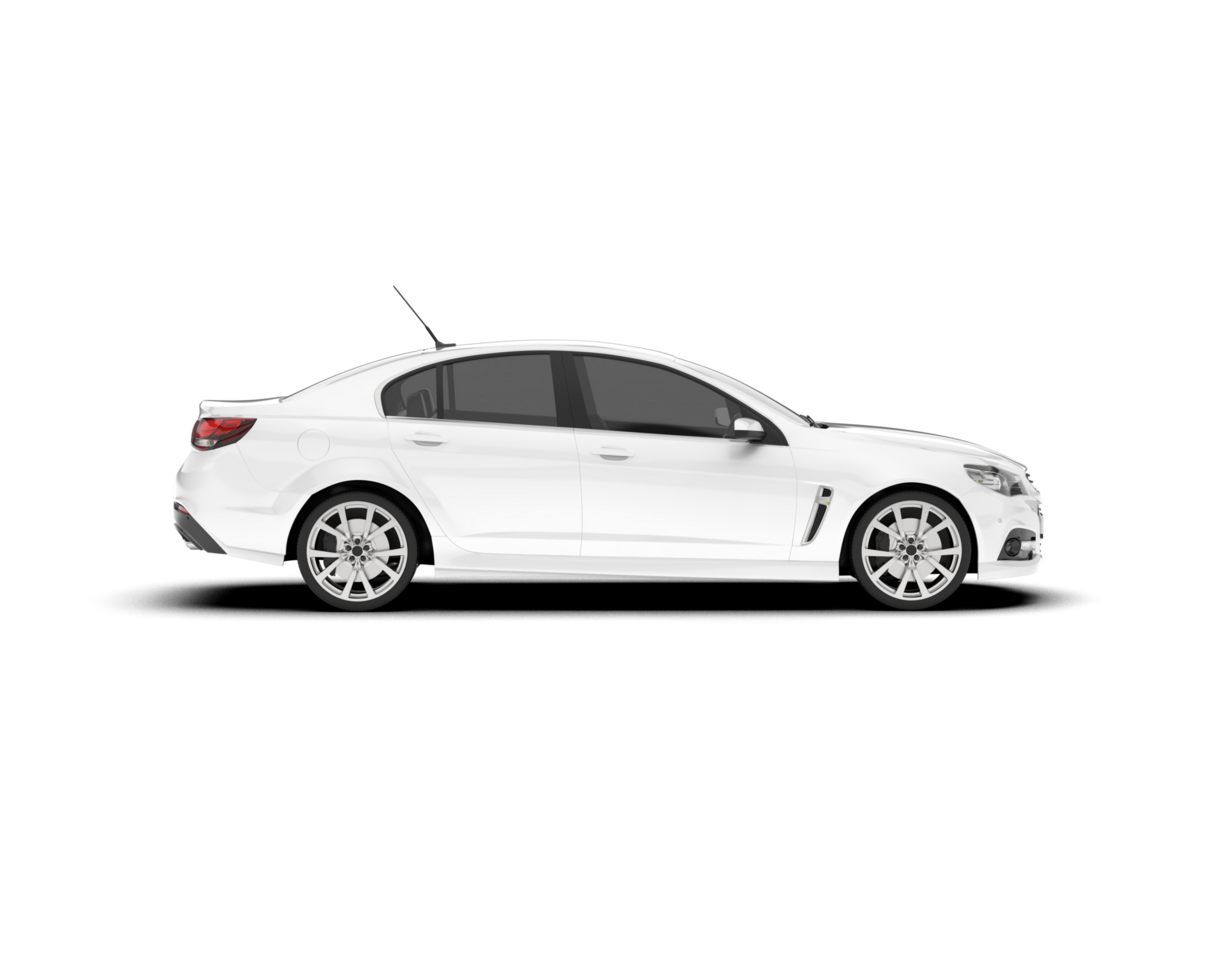White modern car isolated on transparent background. 3d rendering - illustration png
