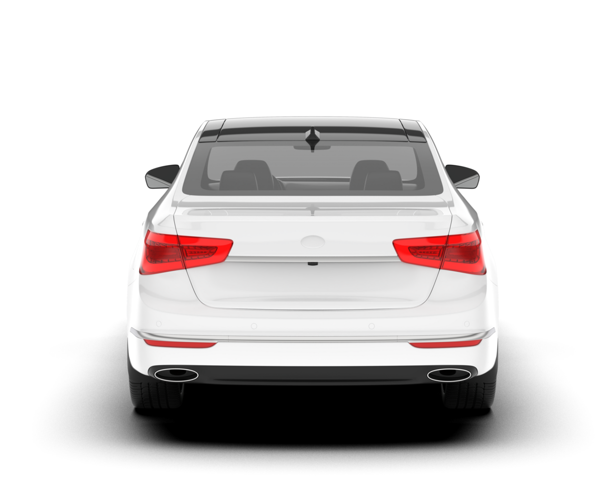 White city car isolated on transparent background. 3d rendering - illustration png