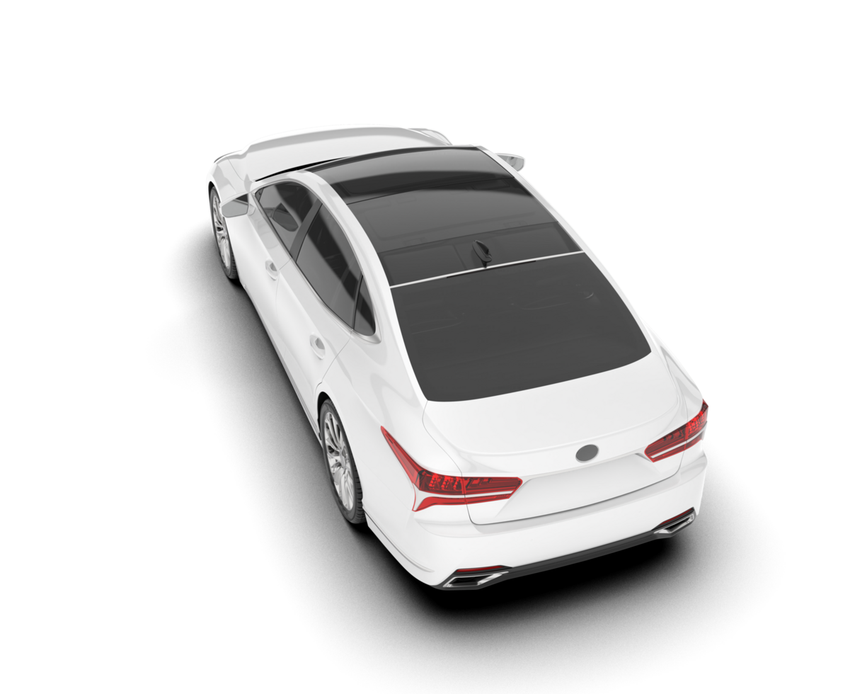 White modern car isolated on transparent background. 3d rendering - illustration png