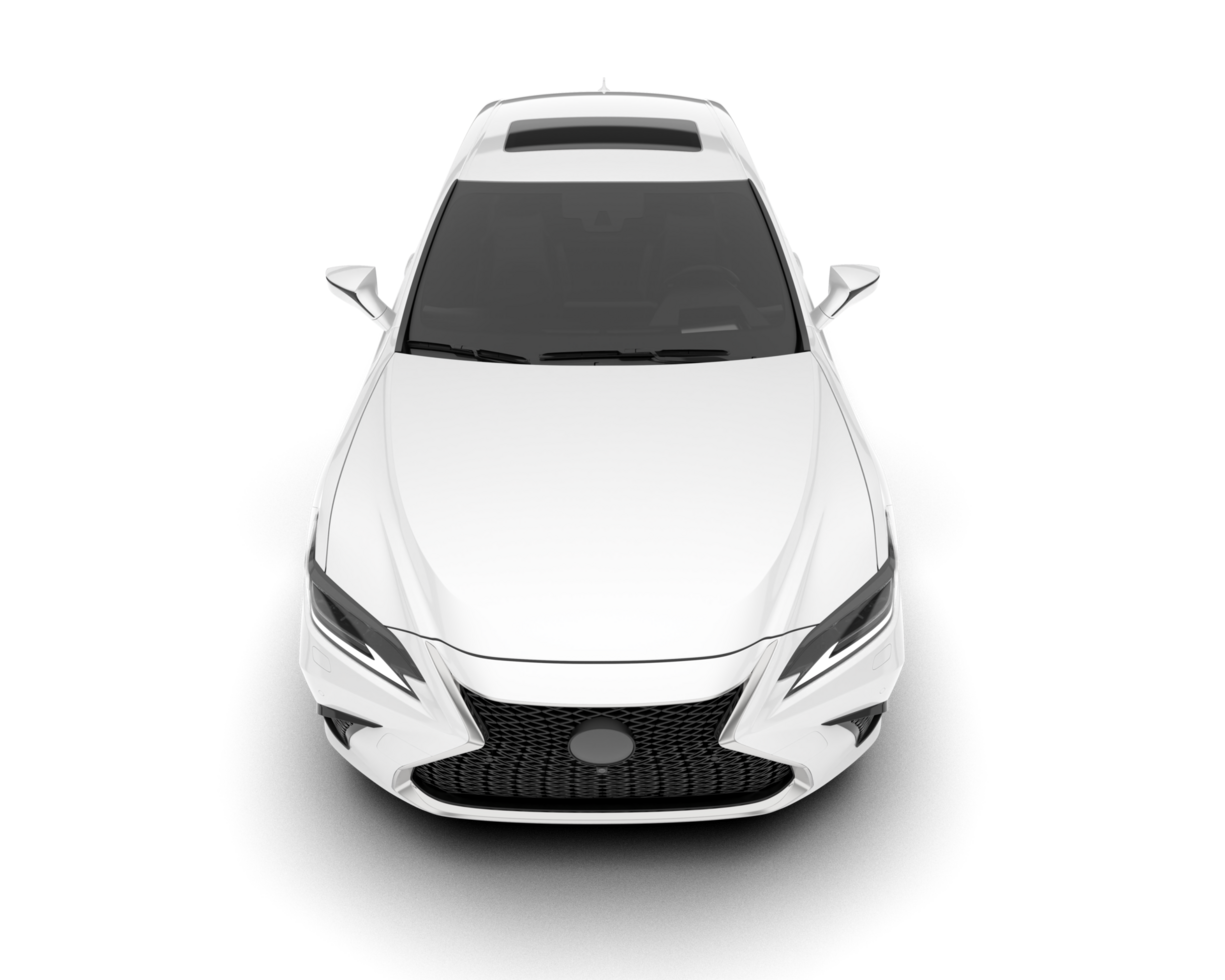 White city car isolated on transparent background. 3d rendering - illustration png