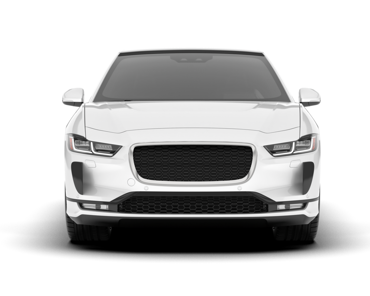 White city car isolated on transparent background. 3d rendering - illustration png