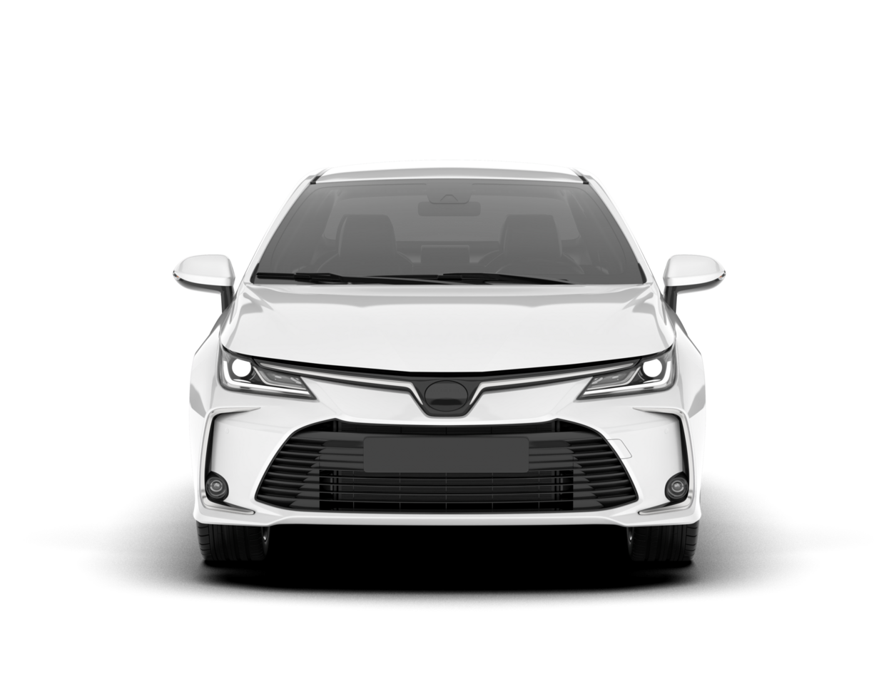 White modern car isolated on transparent background. 3d rendering - illustration png