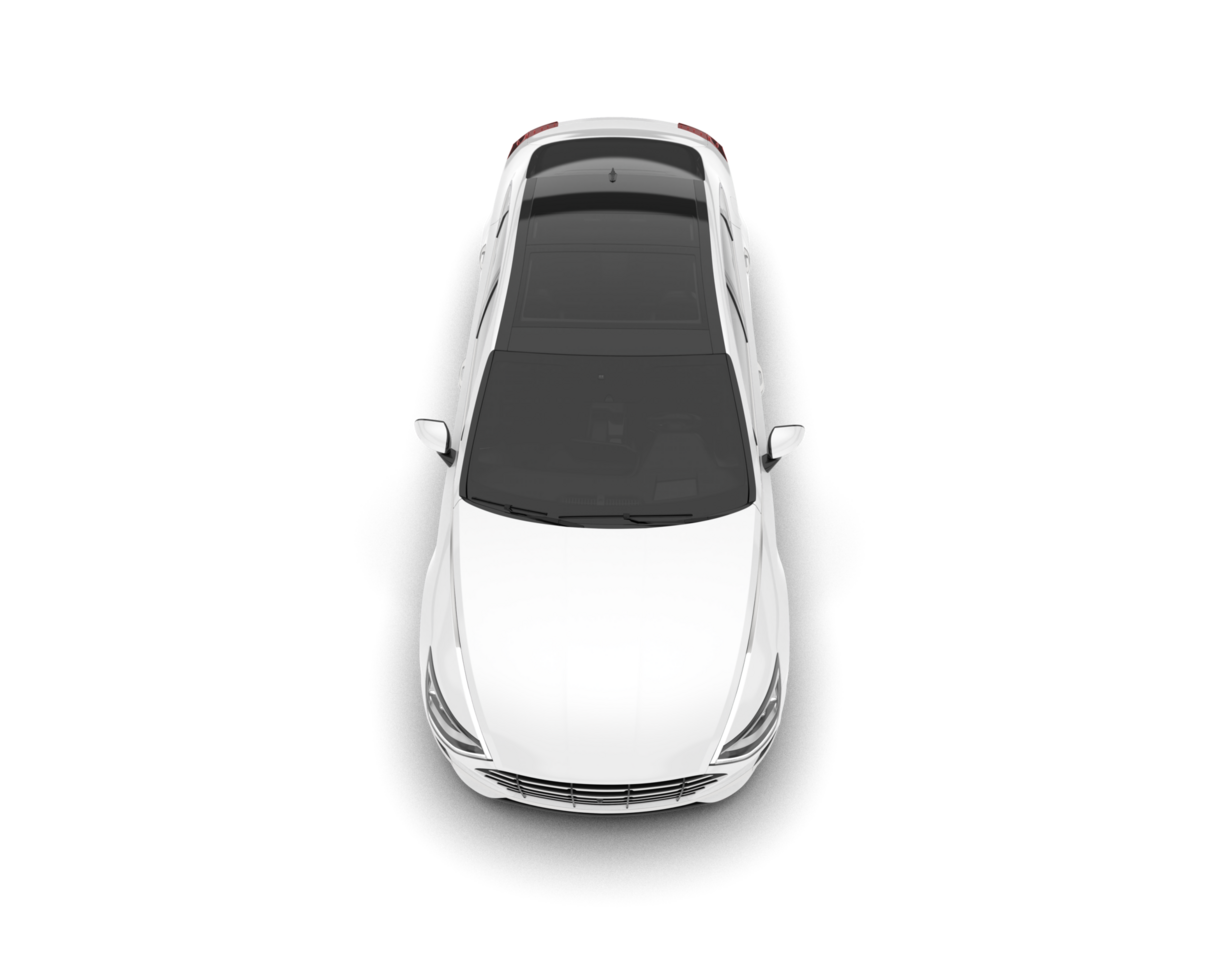 White modern car isolated on transparent background. 3d rendering - illustration png