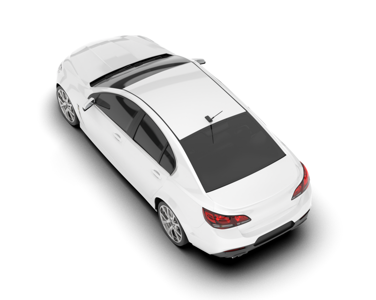 White modern car isolated on transparent background. 3d rendering - illustration png