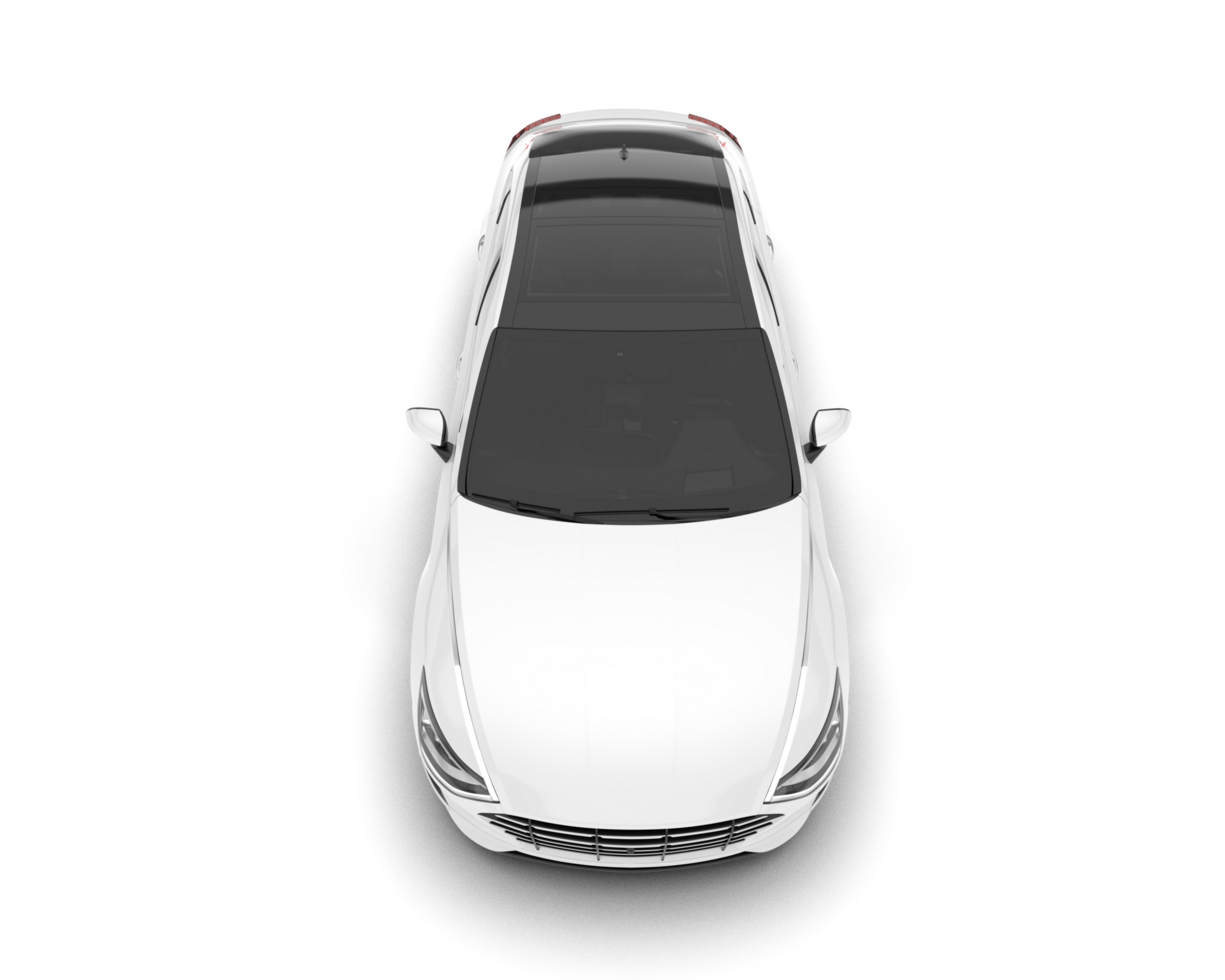 White modern car isolated on transparent background. 3d rendering - illustration png