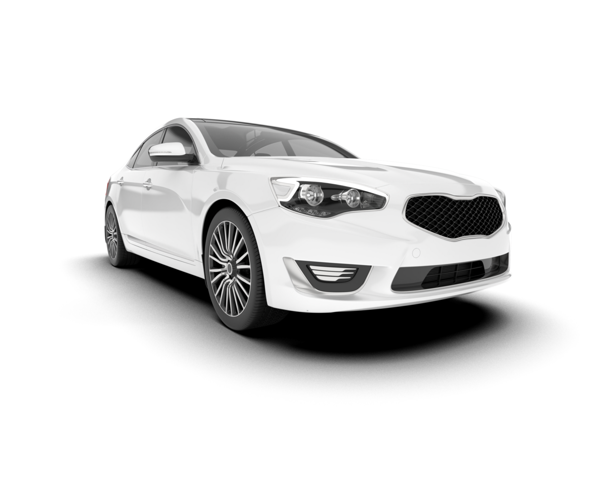 White city car isolated on transparent background. 3d rendering - illustration png