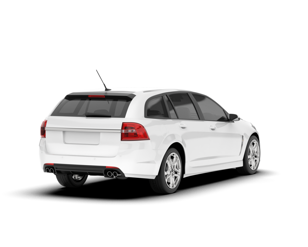 White modern car isolated on transparent background. 3d rendering - illustration png