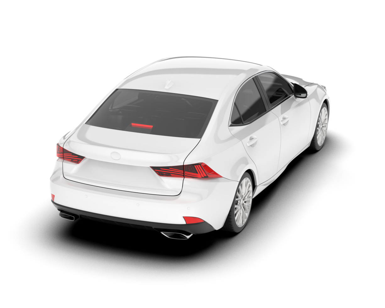 White city car isolated on transparent background. 3d rendering - illustration png