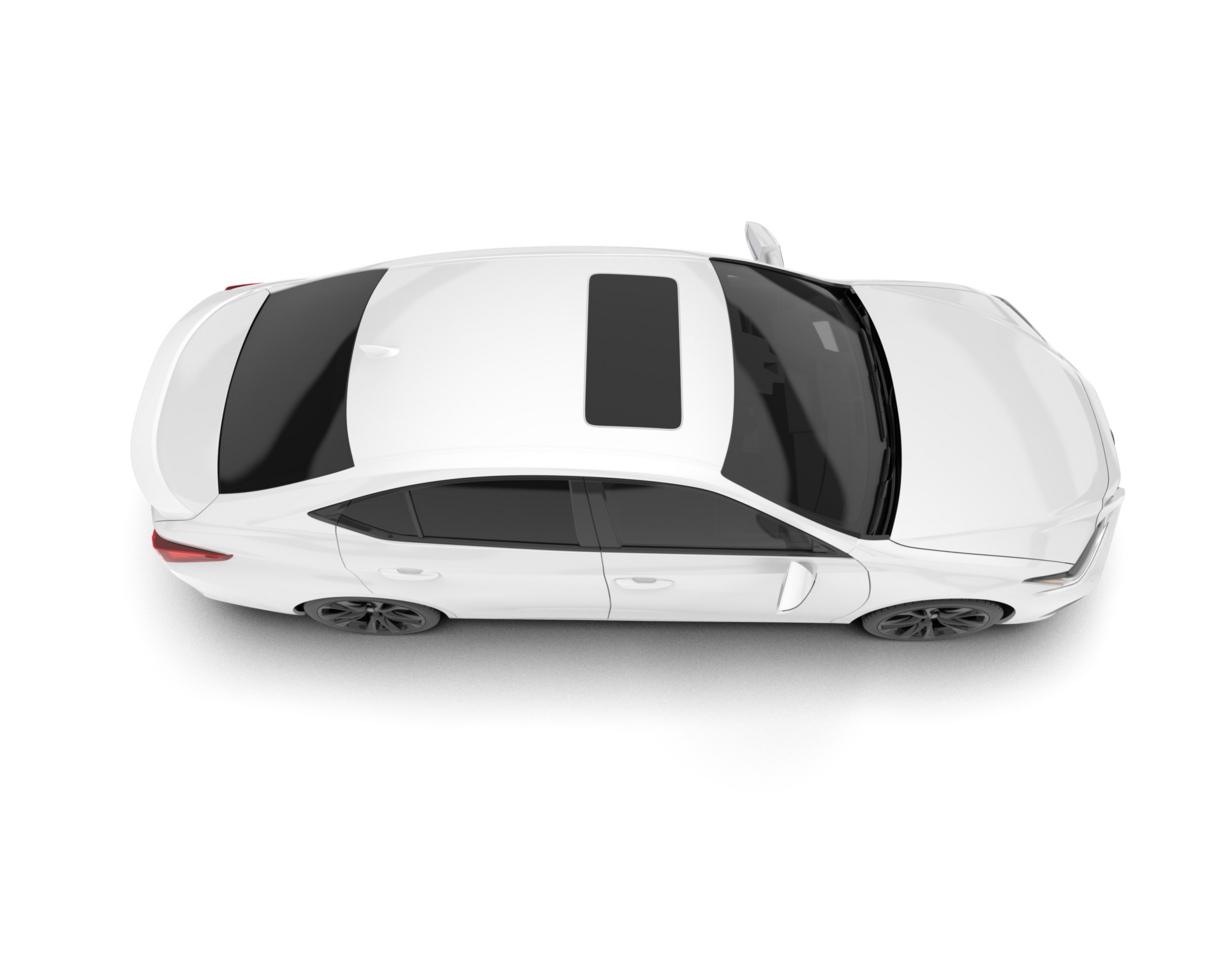White city car isolated on transparent background. 3d rendering - illustration png