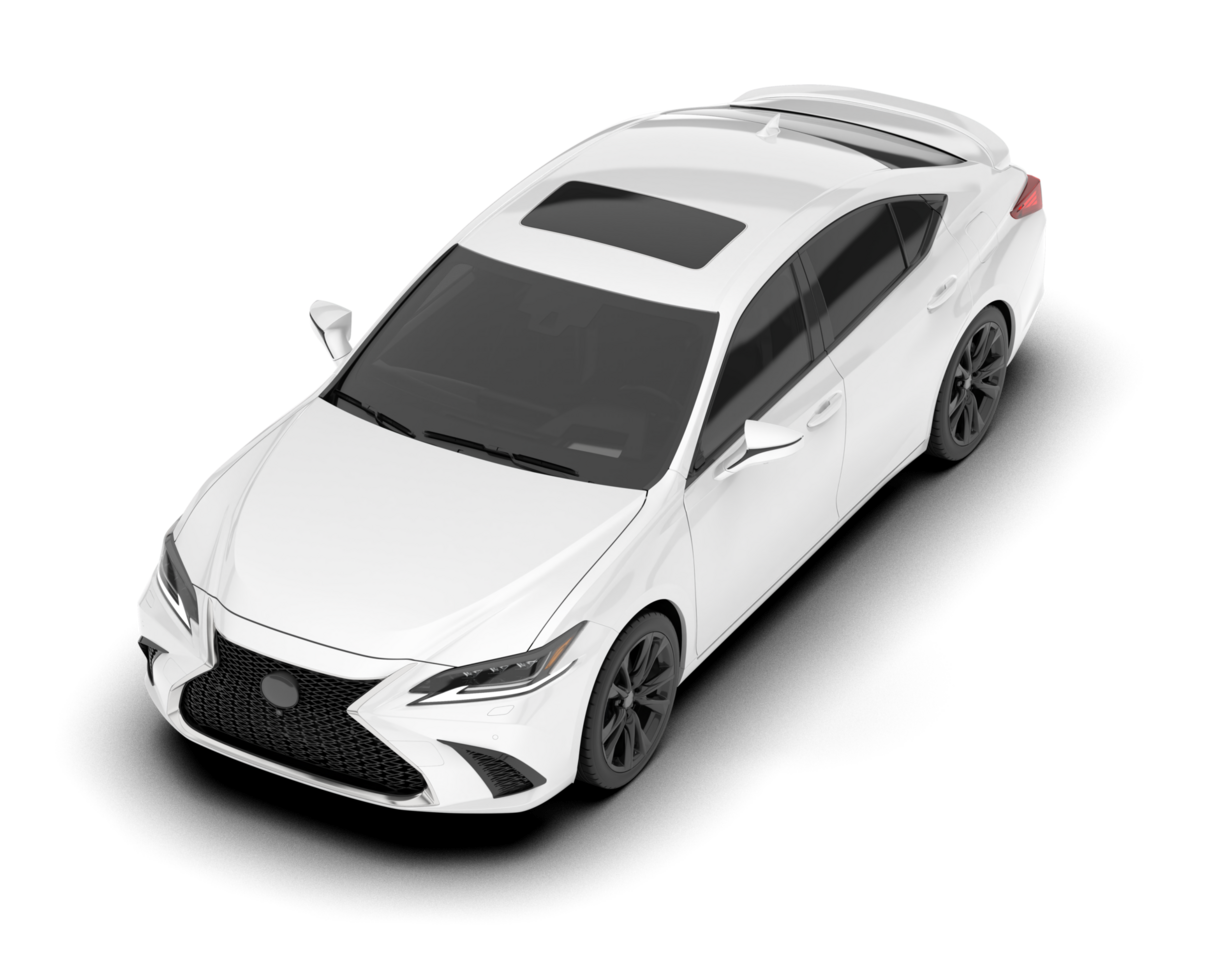 White city car isolated on transparent background. 3d rendering - illustration png