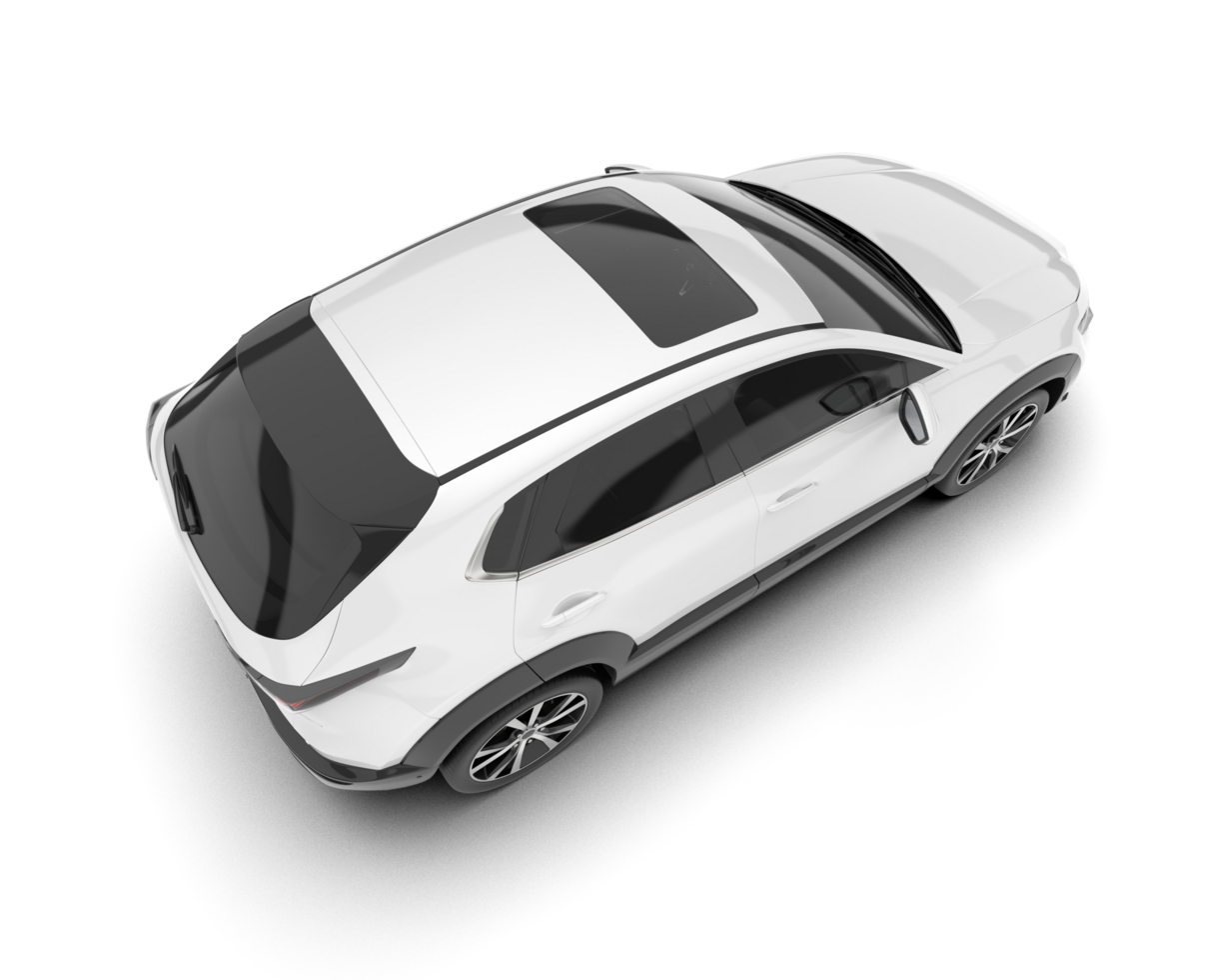 White modern car isolated on transparent background. 3d rendering - illustration png