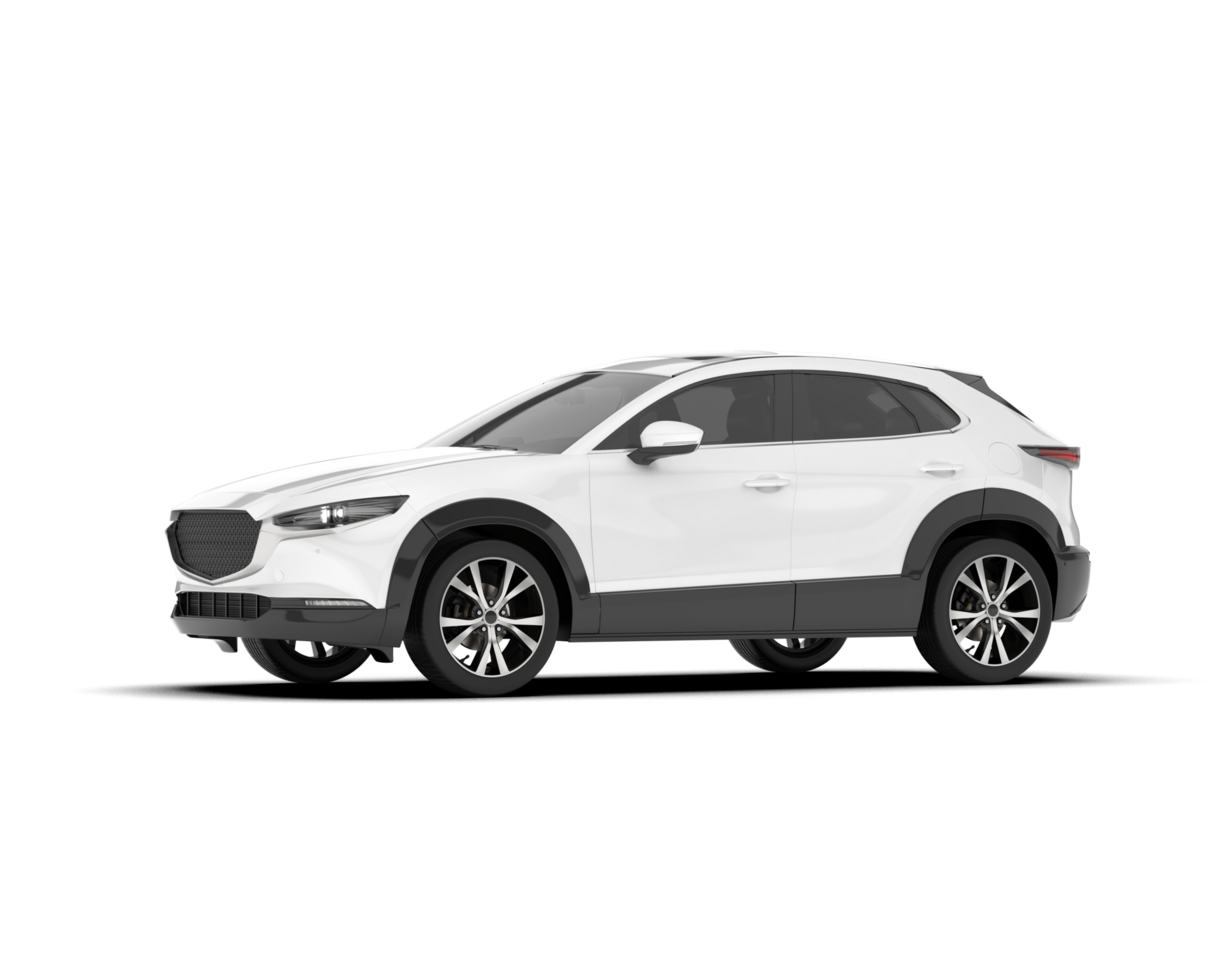 White modern car isolated on transparent background. 3d rendering - illustration png