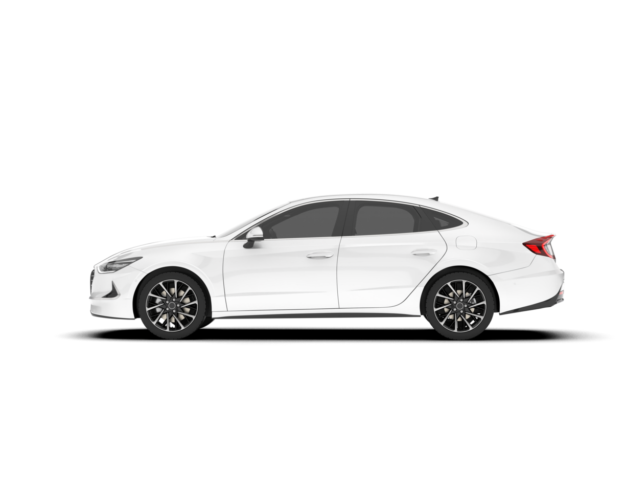 White modern car isolated on transparent background. 3d rendering - illustration png