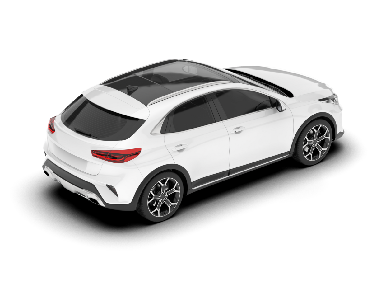 White city car isolated on transparent background. 3d rendering - illustration png