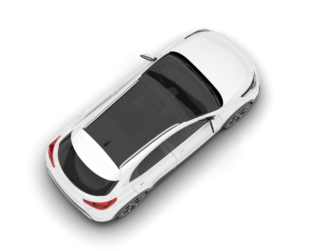 White city car isolated on transparent background. 3d rendering - illustration png
