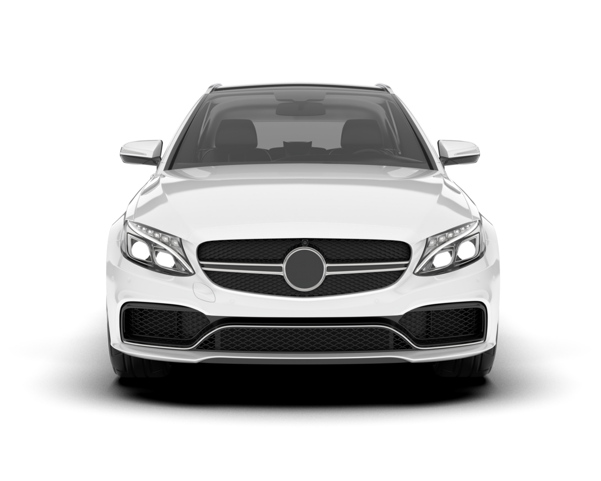 White modern car isolated on transparent background. 3d rendering - illustration png