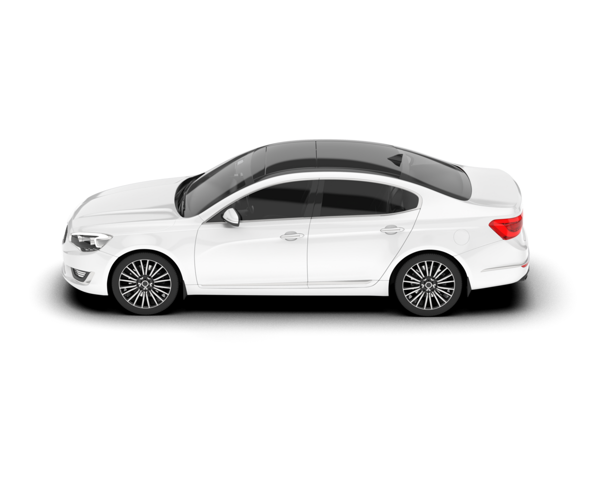 White city car isolated on transparent background. 3d rendering - illustration png