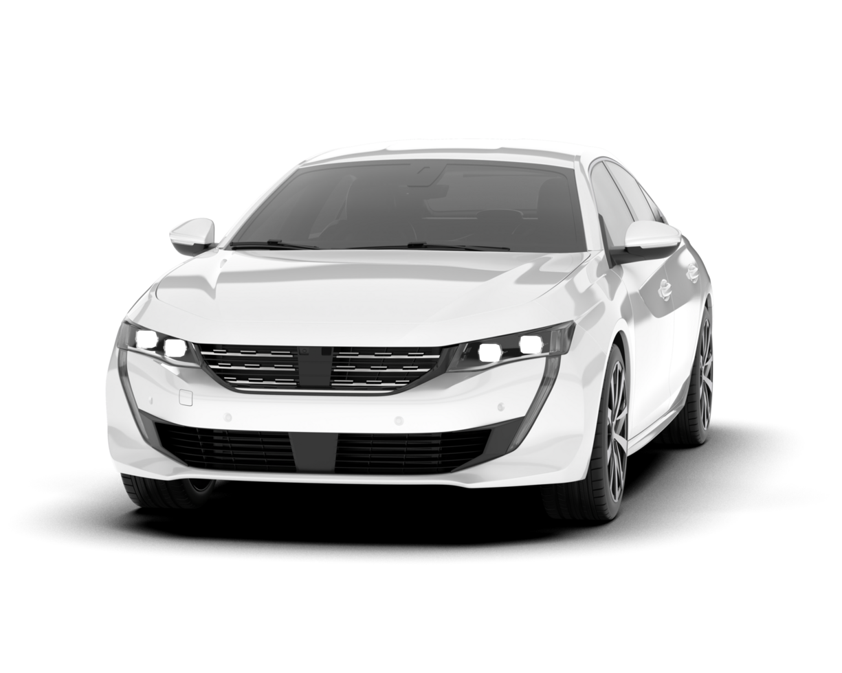 White modern car isolated on transparent background. 3d rendering - illustration png