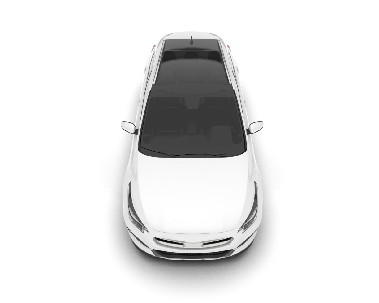 White city car isolated on transparent background. 3d rendering - illustration png