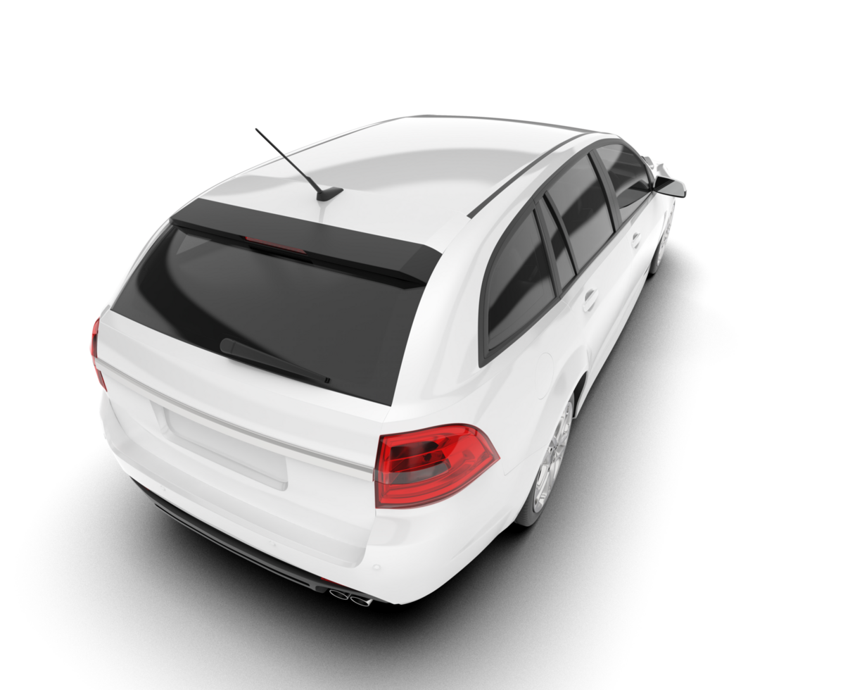 White modern car isolated on transparent background. 3d rendering - illustration png