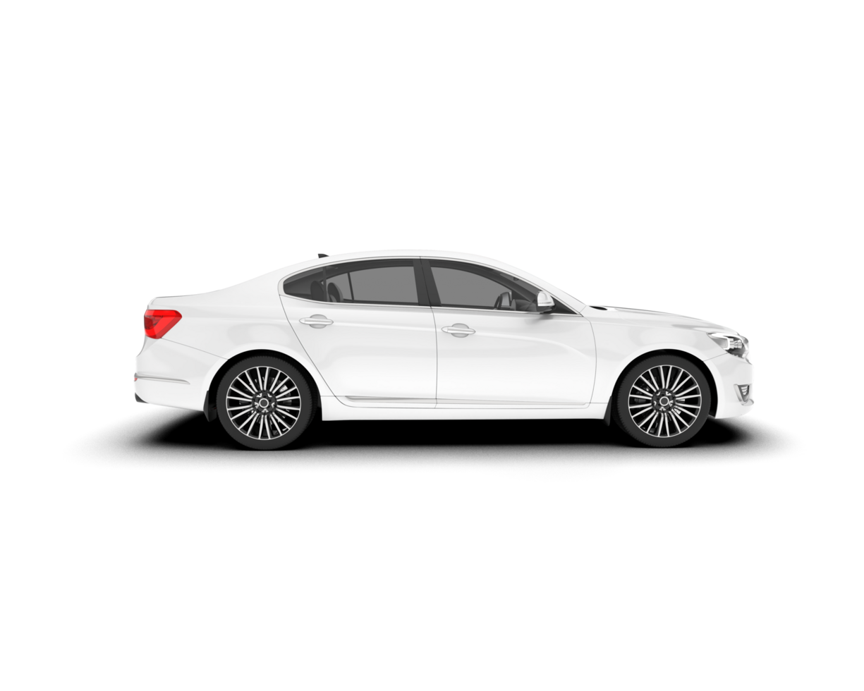 White city car isolated on transparent background. 3d rendering - illustration png