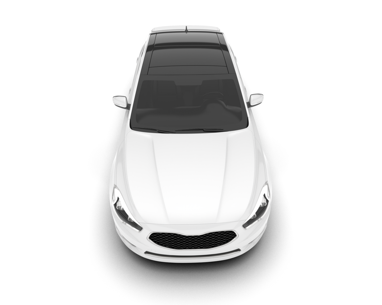 White city car isolated on transparent background. 3d rendering - illustration png