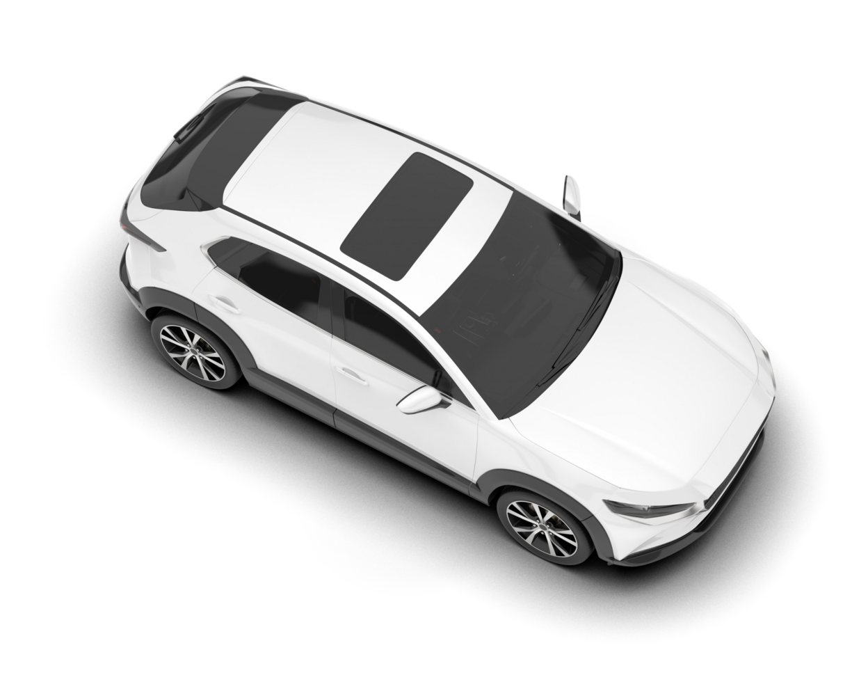 White modern car isolated on transparent background. 3d rendering - illustration png
