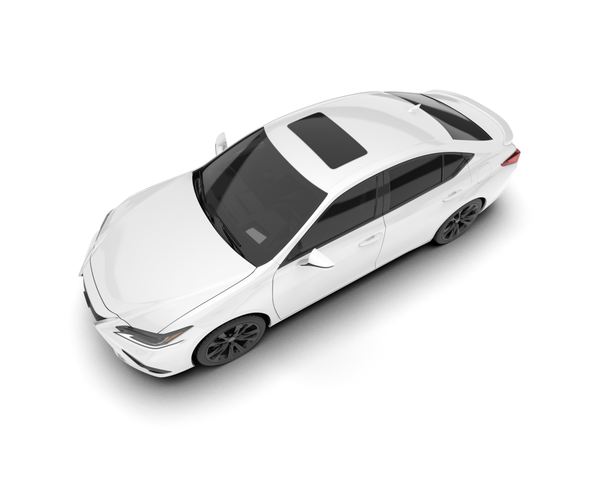 White city car isolated on transparent background. 3d rendering - illustration png