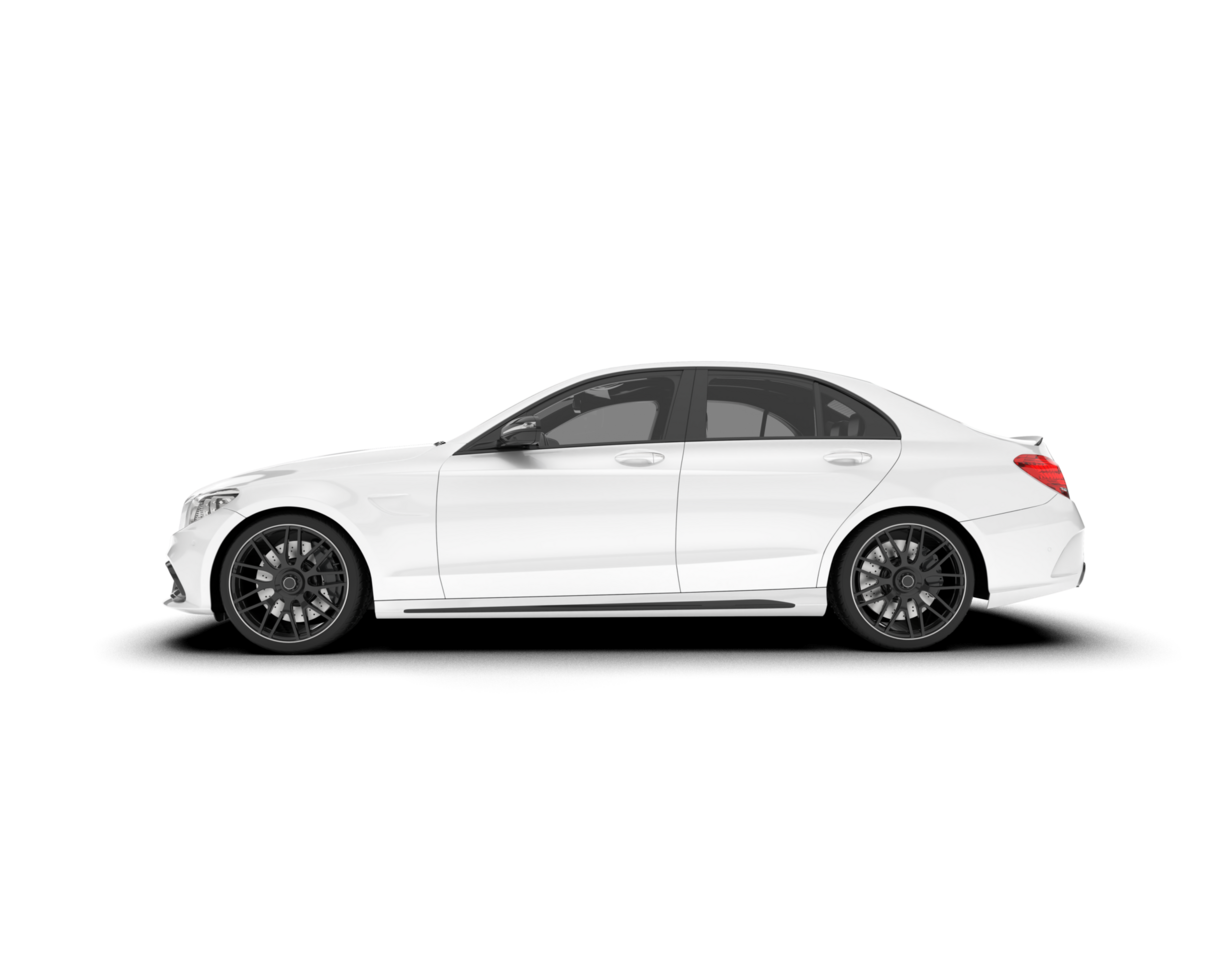 White modern car isolated on transparent background. 3d rendering - illustration png
