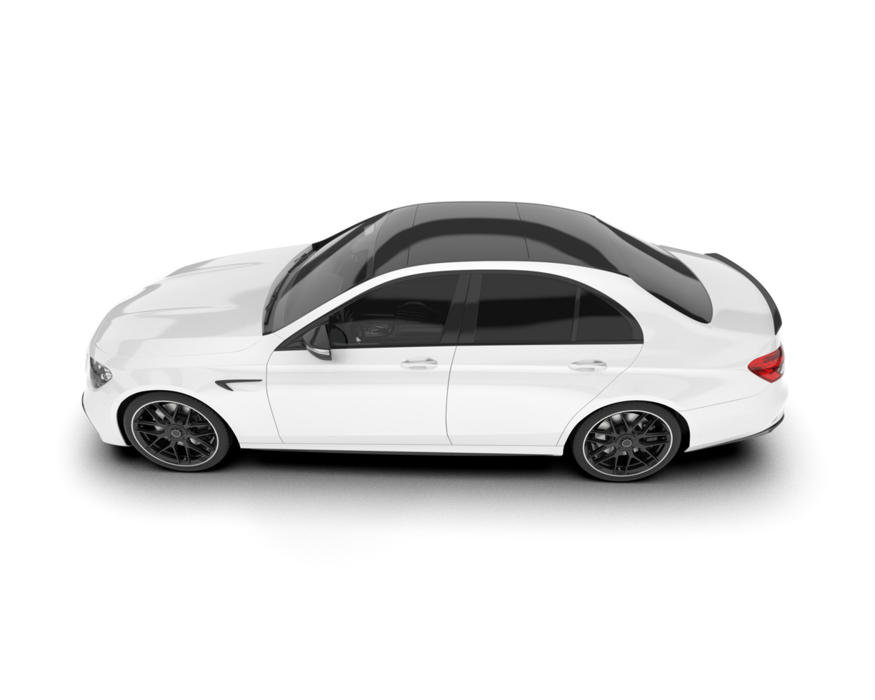 White city car isolated on transparent background. 3d rendering - illustration png