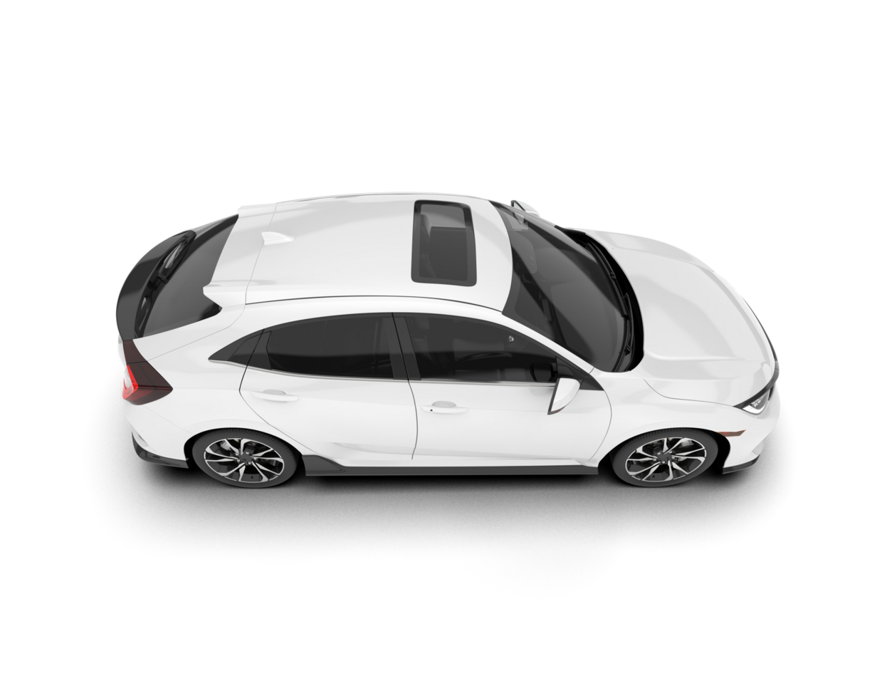 White modern car isolated on transparent background. 3d rendering - illustration png
