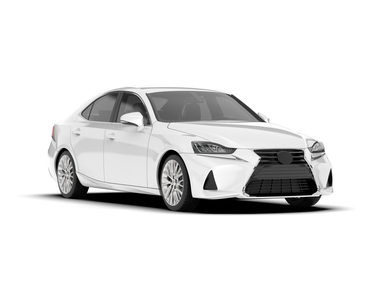 White city car isolated on transparent background. 3d rendering - illustration png