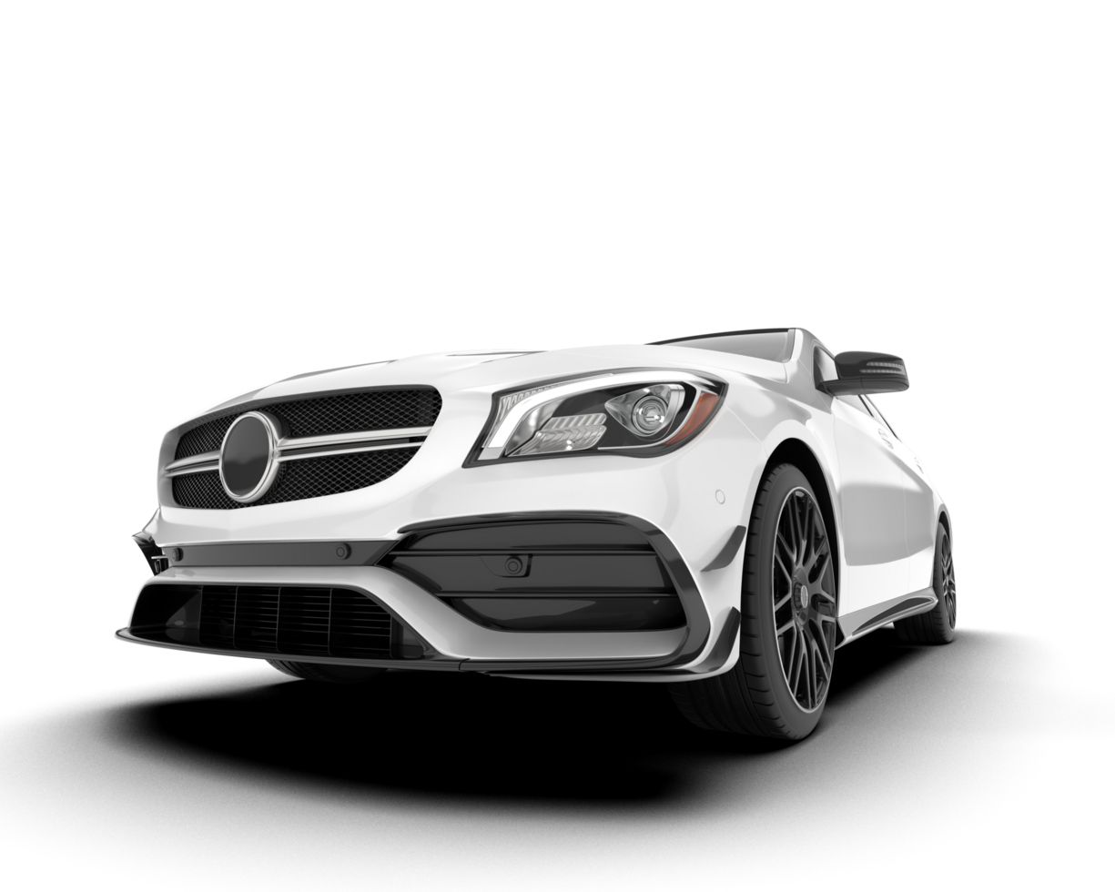 White modern car isolated on transparent background. 3d rendering - illustration png